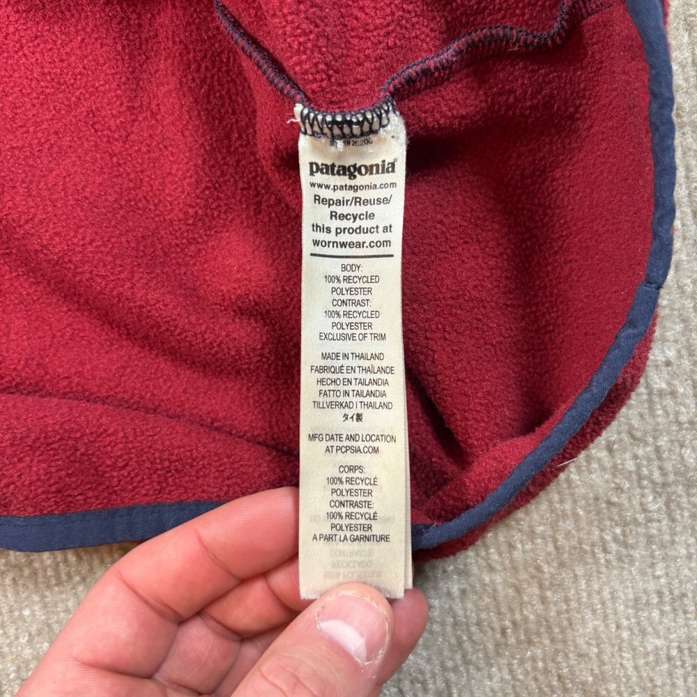 Patagonia Red Blue Microdini 1/2 Zip Fleece Pullover Men's Size Large 26200 - Picture 5 of 8